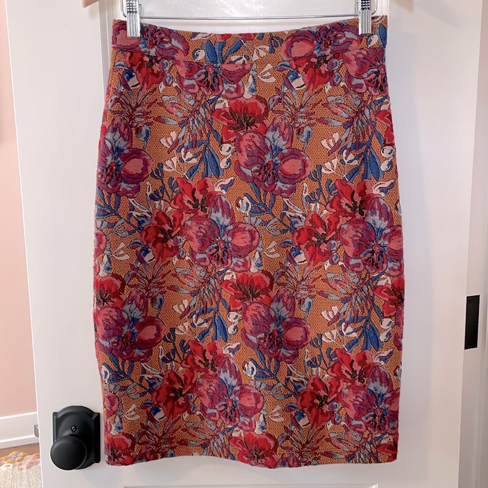 Anthropologie “Maeve” Brand Orange Print Pencil Skirt